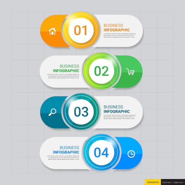 Plantilla de infografías de negocios con cuatro pasos