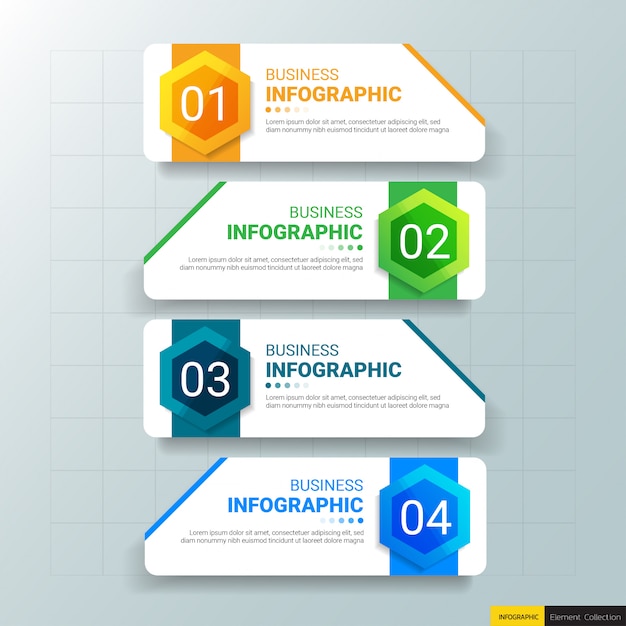 Plantilla de infografías de negocios con cuatro pasos