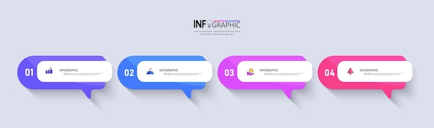 Plantilla de infografías de negocios de cuatro pasos