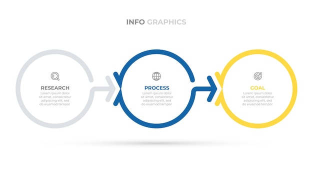 Plantilla de infografías de negocios elementos de diseño creativo con círculo y flecha ilustración vectorial