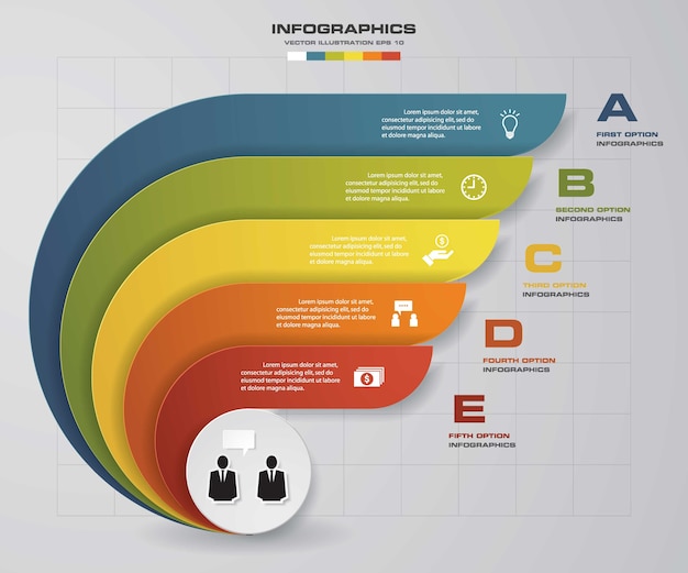 Plantilla de infografías de negocios de presentación moderna 5 opciones. eps 10.