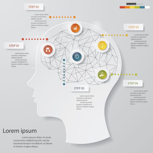 Vector plantilla de infografías de negocios de presentación moderna 5 opciones