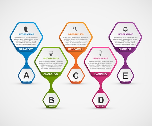 Plantilla de infografías de opciones abstractas.