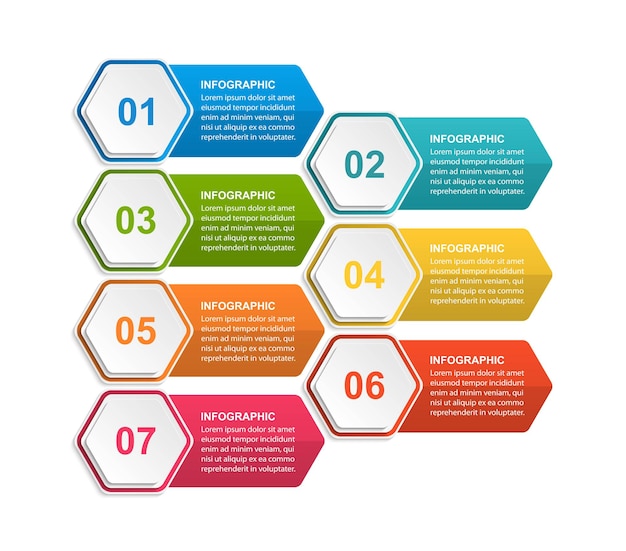 Plantilla de infografías de opciones hexagonales