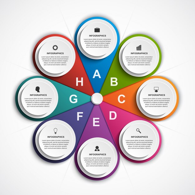 Plantilla de infografías de opciones de negocio abstracto.