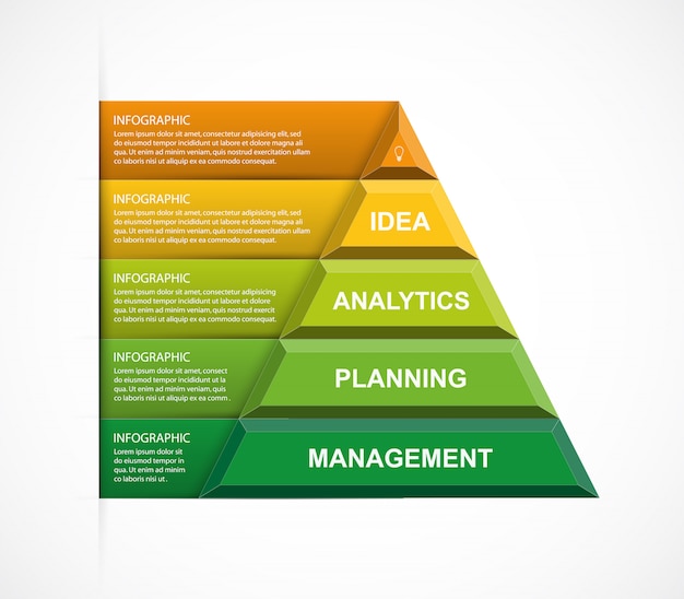 Plantilla de infografías de opciones de pirámide abstracta.