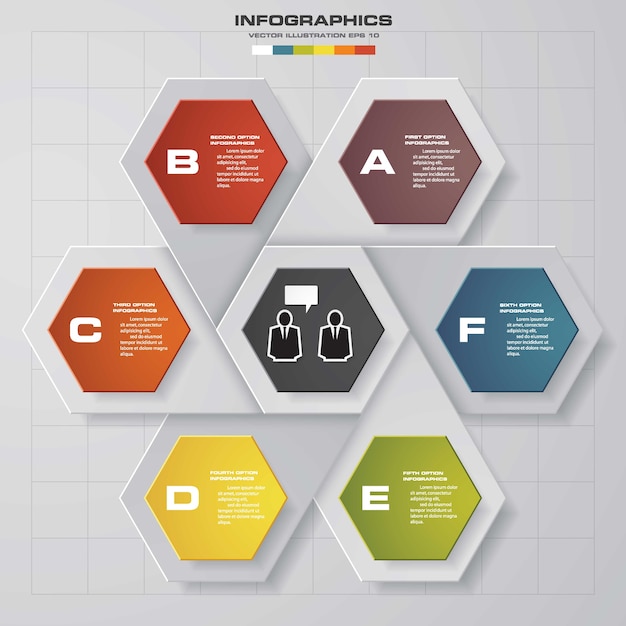 Plantilla de infografías de presentación de 6 opciones.