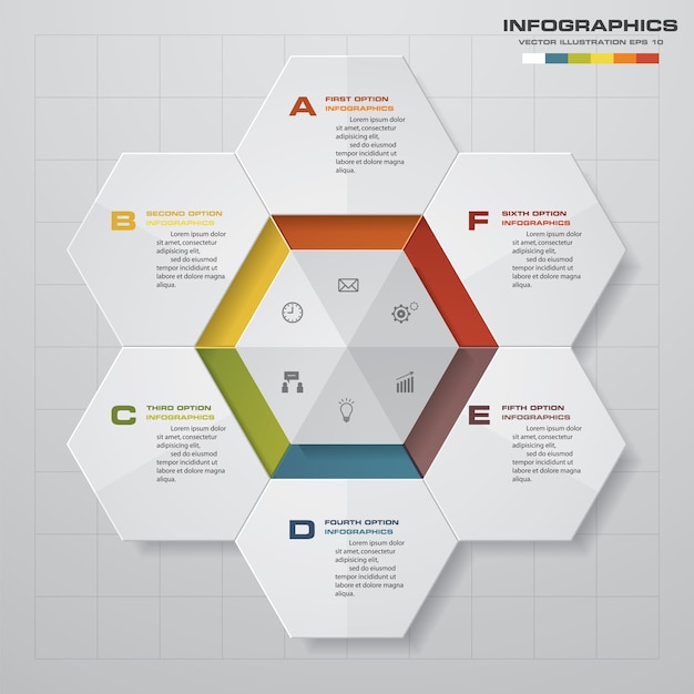 Plantilla de infografías de presentación moderna 6 opciones.