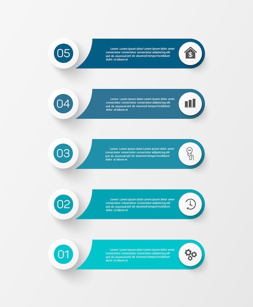 Plantilla infográfica con 5 opciones o pasos