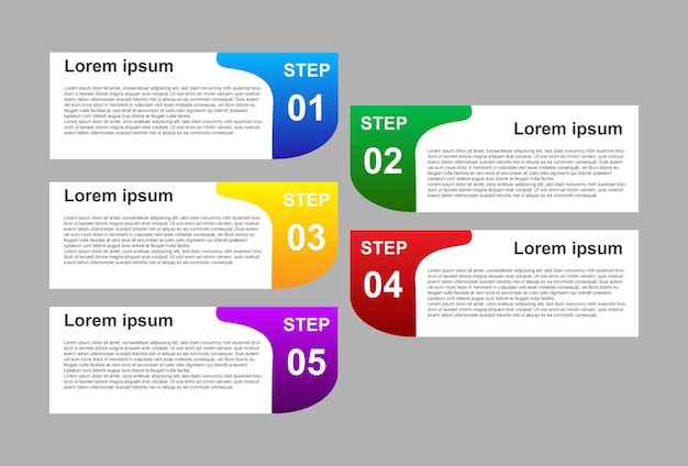 Plantilla infográfica de 5 pasos con diseños a todo color para presentaciones de pancartas y más