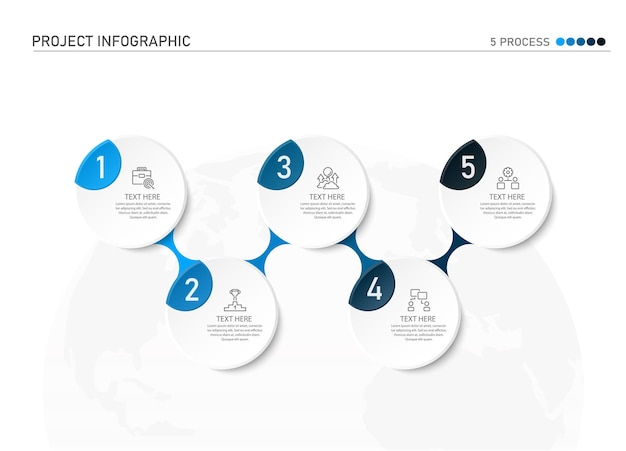 Plantilla infográfica básica con proceso u opciones de 5 pasos