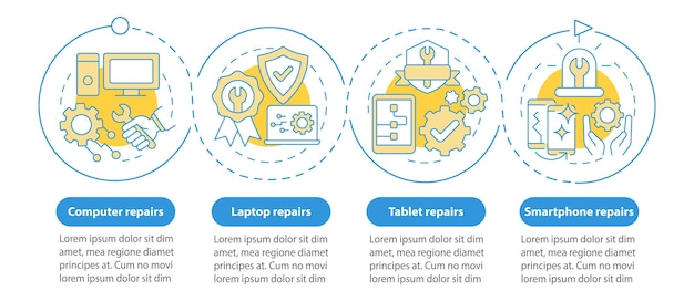 Vector plantilla infográfica de círculo azul de tipos de servicios