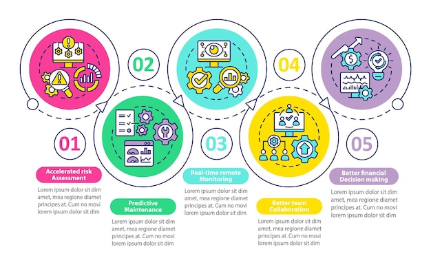 Vector plantilla infográfica de círculo de bucle de beneficios dt