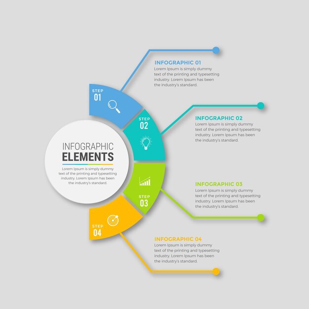 Plantilla infográfica de círculo de línea de tiempo 5 opciones o pasos