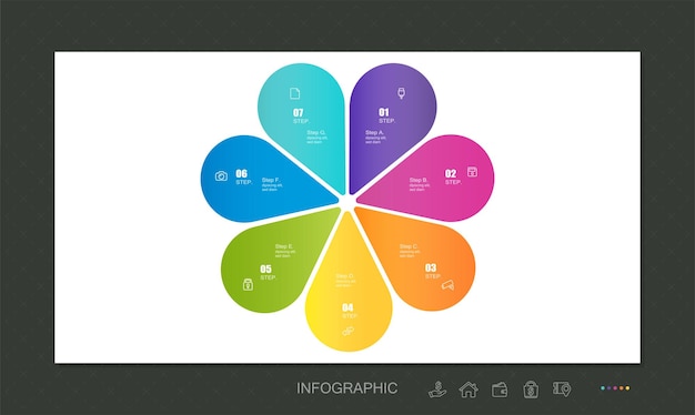 Plantilla infográfica de círculo vectorial para diagrama redondo, gráfico, diseño web. Negocios, Iconos