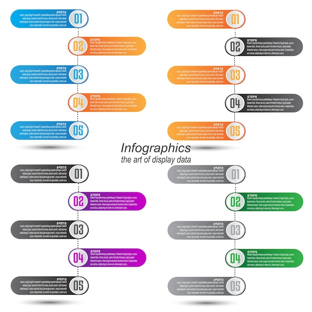 Plantilla infográfica de colección para visualización y clasificación de datos modernos y estadísticas