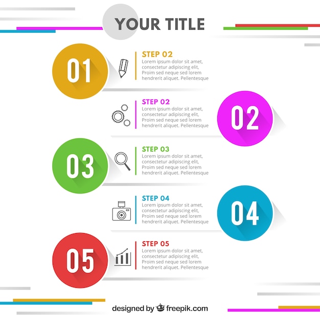 Vector plantilla infográfica colorida con pasos