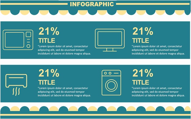 Plantilla infográfica de electrónica doméstica con 4 opciones de plantilla de diseño vectorial para ilustración