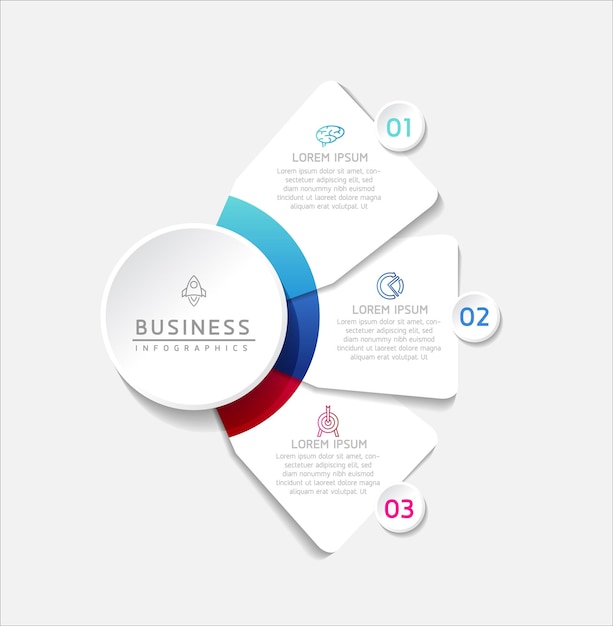 Plantilla infográfica empresarial de pasos de conexión con 3 elementos