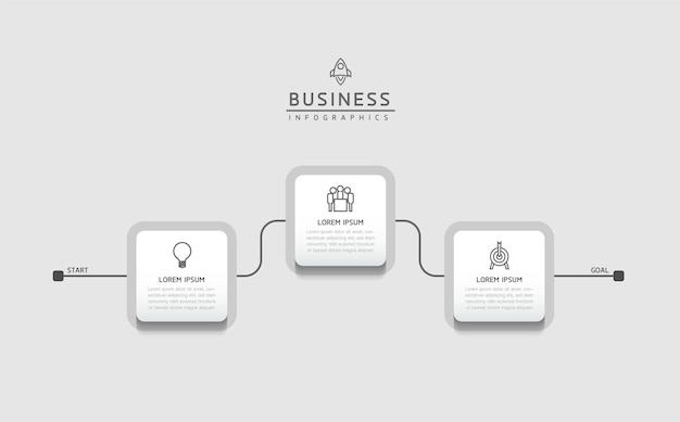 Plantilla infográfica empresarial de pasos de conexión con 3 elementos