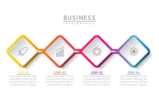 Vector plantilla infográfica empresarial de pasos de conexión con 4 elementos