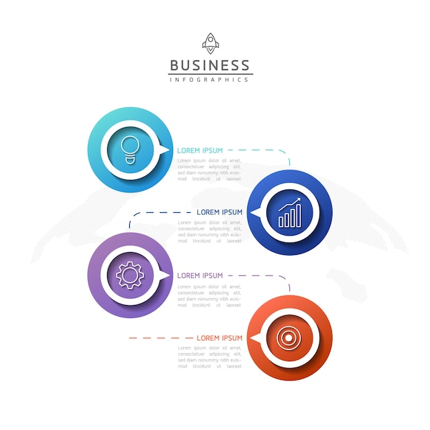 Plantilla infográfica empresarial de pasos de conexión con 4 elementos