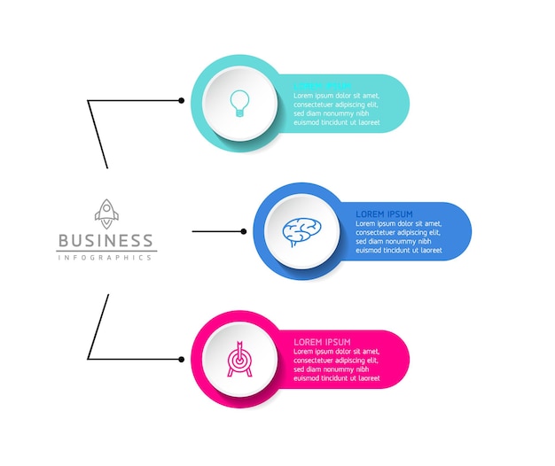 Plantilla infográfica empresarial de pasos de conexión circular con 3 elementos