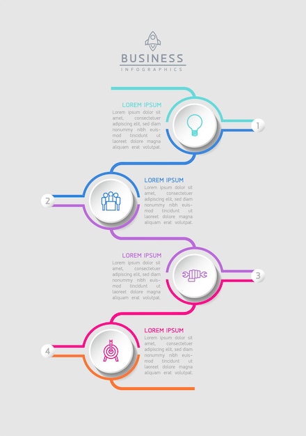 Plantilla infográfica empresarial de pasos de conexión circular con 4 elementos