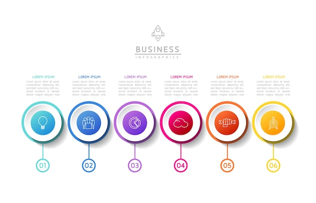 Plantilla infográfica empresarial de pasos de conexión circular con 6 elementos