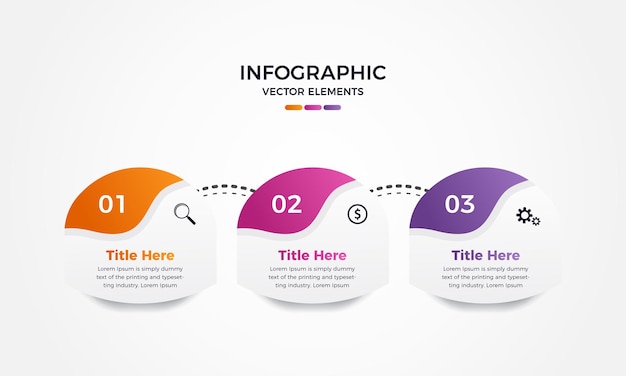 Plantilla infográfica empresarial de pasos profesionales, elementos infográficos modernos de tres pasos