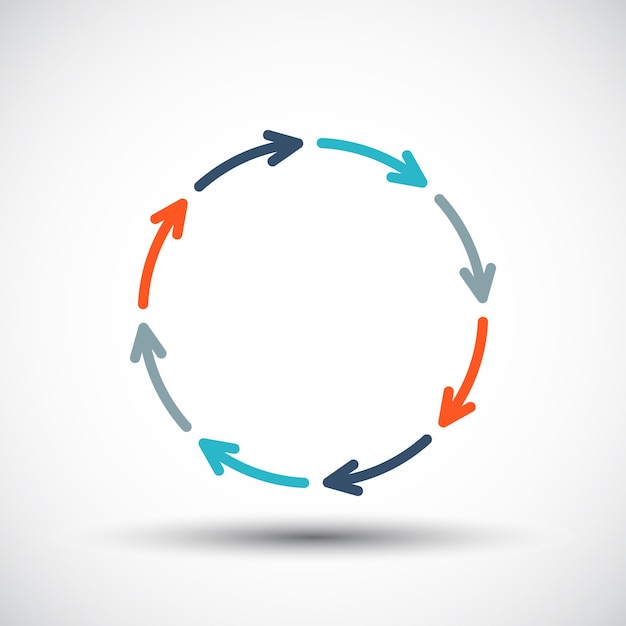 Plantilla infográfica de flechas vectoriales para diagrama de ciclo con 8 opciones, pasos o procesos de piezas