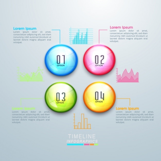 Plantilla infográfica con gráficos y círculos coloridos