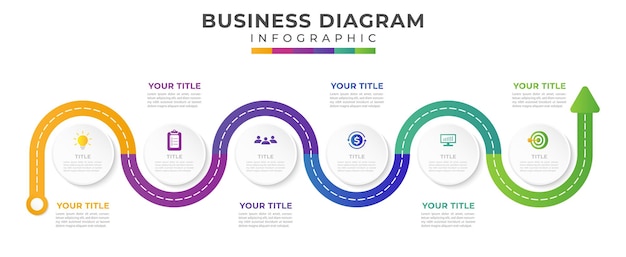 Plantilla infográfica de línea de tiempo empresarial moderna para elementos visuales de presentación