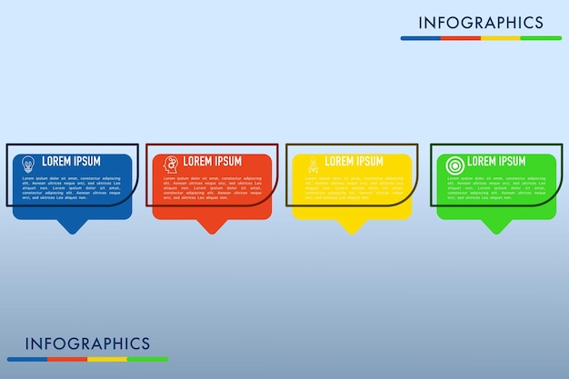 Plantilla infográfica de proceso empresarial Diseño infográfico con opciones o paso número 4 Vector