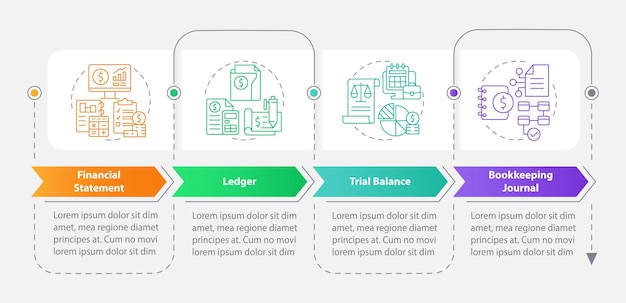 Plantilla infográfica de rectángulo de elementos de contabilidad