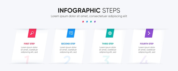 Plantilla infográfica simple de 4 pasos diseño infográfico geométrico colorido de cuatro pasos