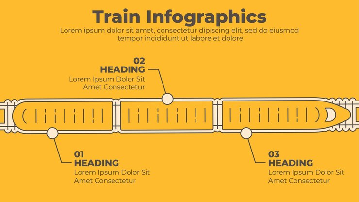 Vector plantilla infográfica de tren ferroviario