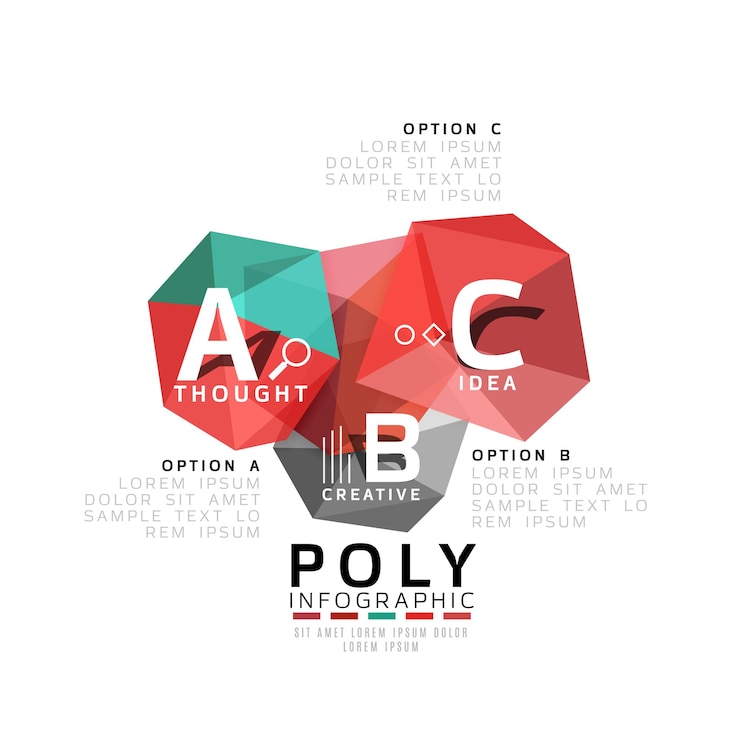 Vector plantilla infográfica de triángulo abstracto de baja poli fondo vectorial para opciones de número de diagrama de diseño de flujo de trabajo o diseño web