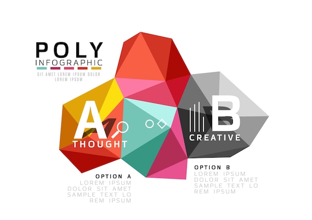 Plantilla infográfica de triángulo abstracto de baja poli Fondo vectorial para opciones de número de diagrama de diseño de flujo de trabajo o diseño web
