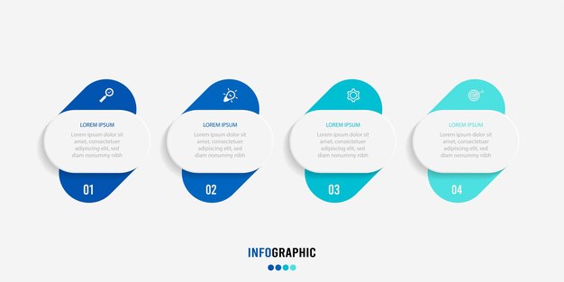 Plantilla Infograpics de presentación Concepto de negocio con 4 opciones de números e iconos de marketing