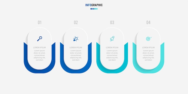 Vector plantilla infograpics de presentación concepto de negocio con 4 opciones de números e iconos de marketing