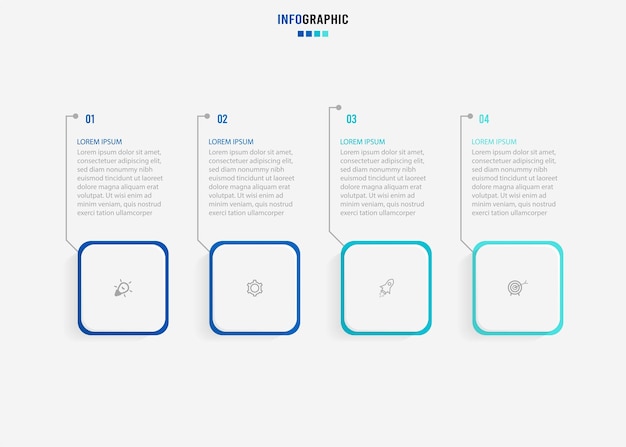 Vector plantilla infograpics de presentación concepto de negocio con 4 opciones de números e iconos de marketing