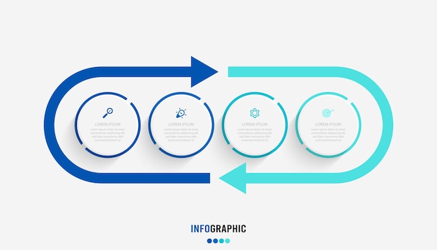 Plantilla Infograpics de presentación Concepto de negocio con 4 opciones de números e iconos de marketing