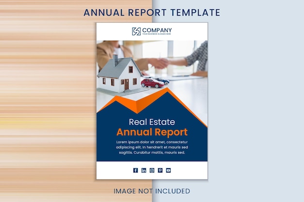 Vector plantilla de informe anual de bienes raíces y construcción para empresa inmobiliaria