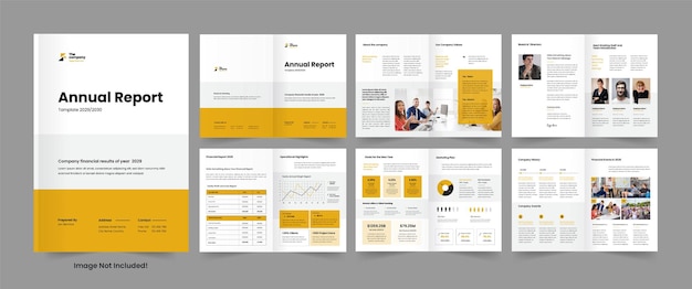 Plantilla de informe anual con diseño de informe anual de color amarillo