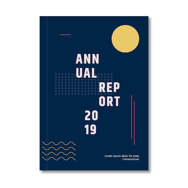 Plantilla de informe anual con efecto abstracto de luna y memphis