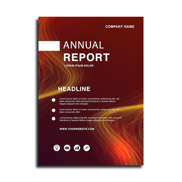 Plantilla de informe anual moderno o folleto comercial profesional con fondo de ondas abstractas