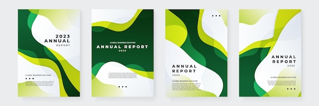 plantilla de informe anual de negocios vectorial verde y blanco con formas geométricas plantilla de cartel de folleto de negocios