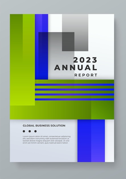 plantilla de informe anual de negocios vectorial verde y blanco con formas geométricas plantilla de cartel de folleto de negocios