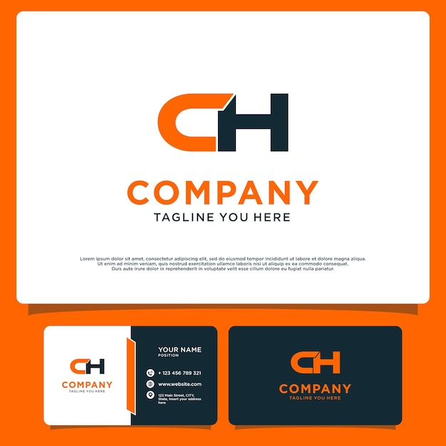 plantilla inicial de diseño de logotipo de letras modernas CH